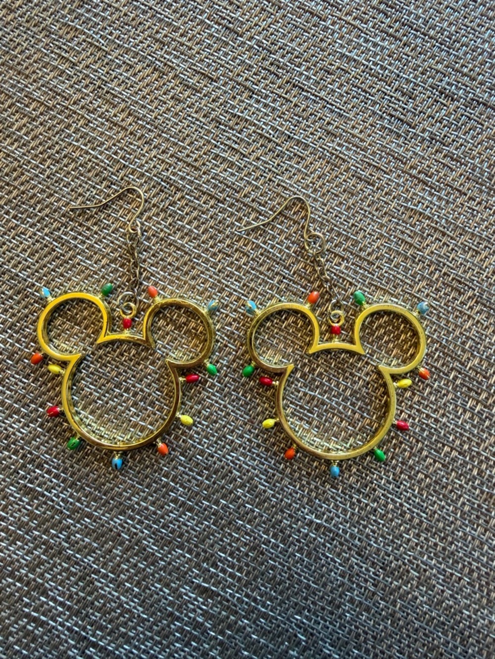 Torrid Gold-tone Mickey Outline Earrings with Christmas Light edge